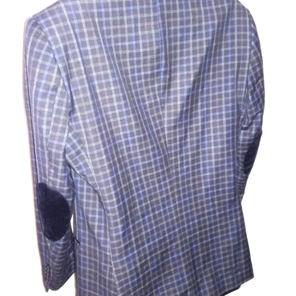 INSOMNIA MANZINO Grey Plaid Blazer, Black Velvet Accents, 40R - Picture 6 of 11